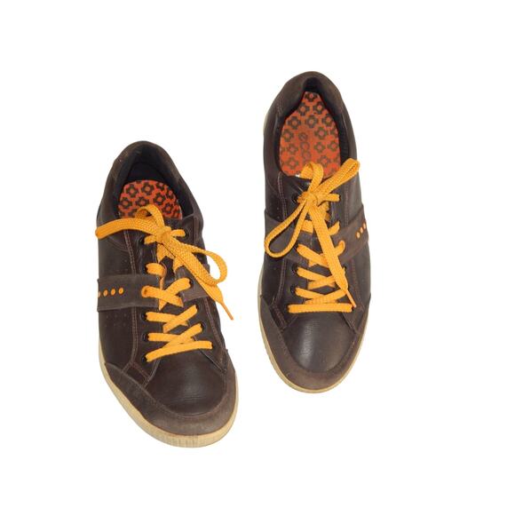 ECCO Golf Shoes Mens 8.5 US 42 EU BIOM Hybrid Spikeless Brown Orange Leather - Picture 5 of 8